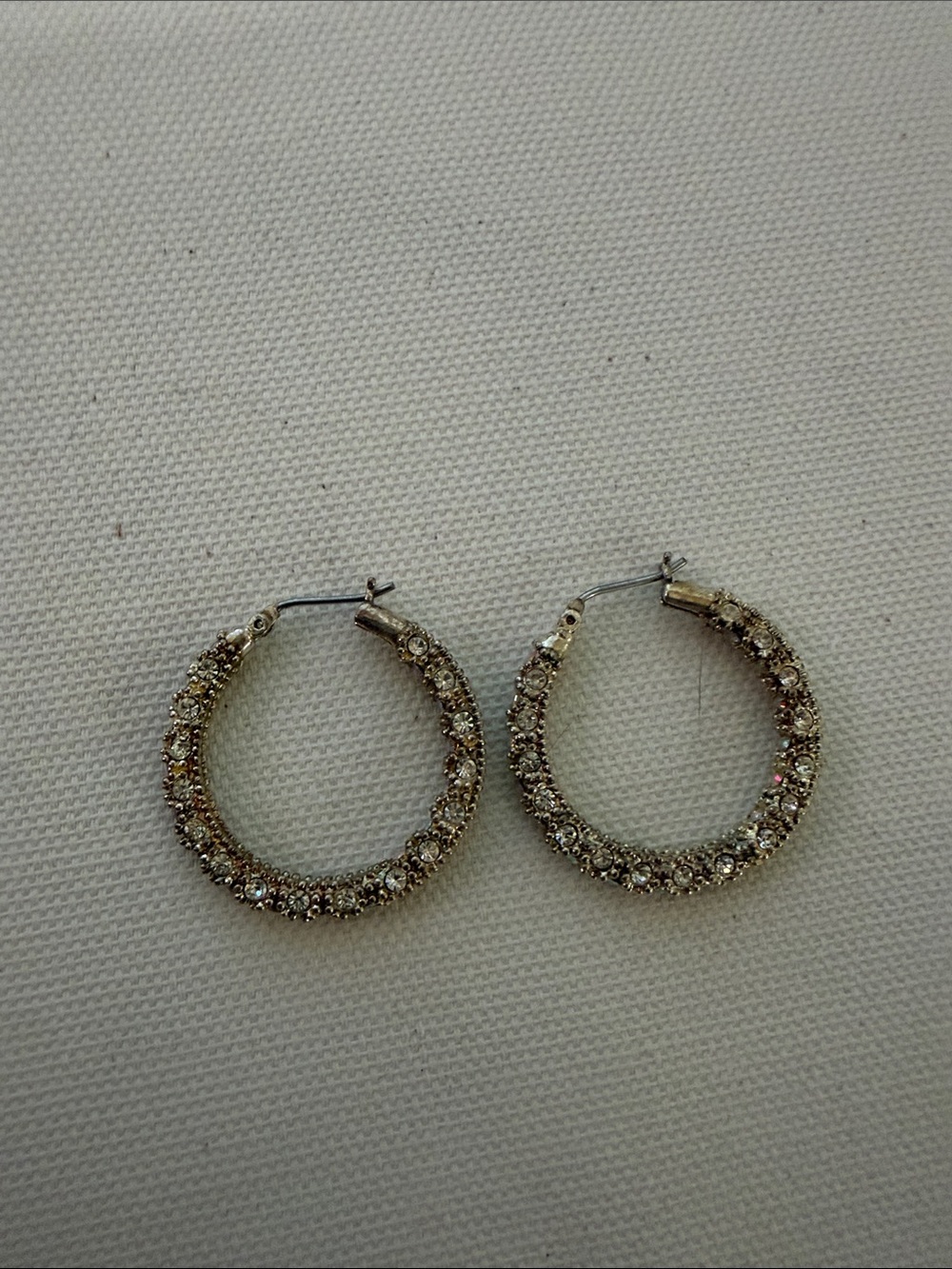 Sparkling Crystal Hoop Earrings - Silver Tone